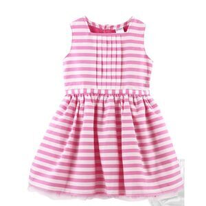 Carter's striped tulle striped sateen summer easter dress pink sz 12 months